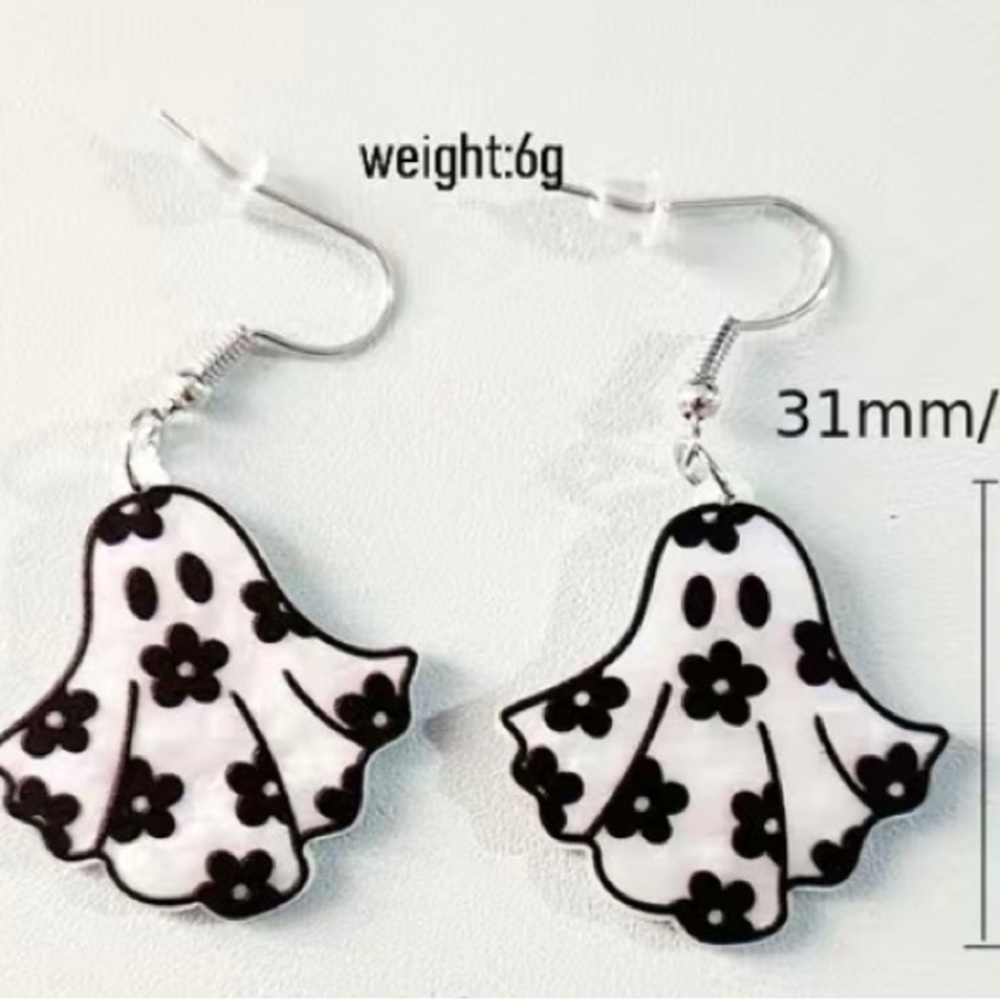 NWT Hippie Flower Power Ghost Earrings